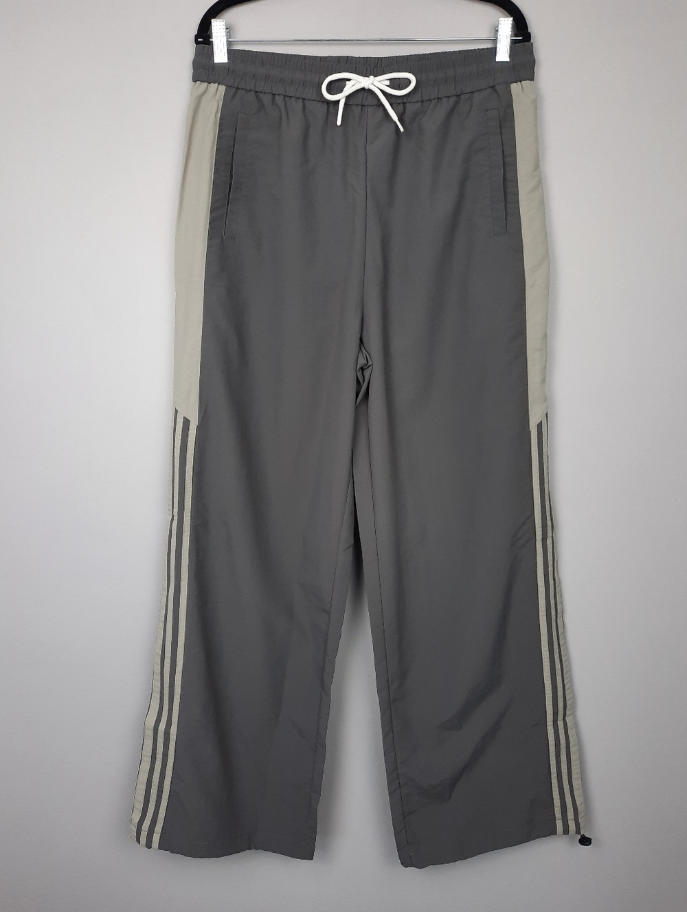 Aelfric Eden Gray Stripe Y2K Baggy Parachute Pants size XL